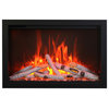 33” Fireplace – W/steel trim, glass inlay, 10 pc log set with remote and cord