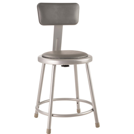 NPS 6400 Series 18" Modern Vinyl Padded Metal Heavy Duty Stool in Gray