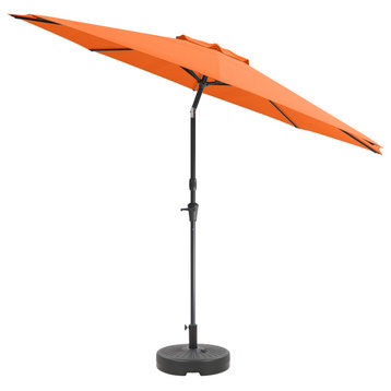 CorLiving 10 Foot Wind Resistant Patio Umbrella with Base, Orange