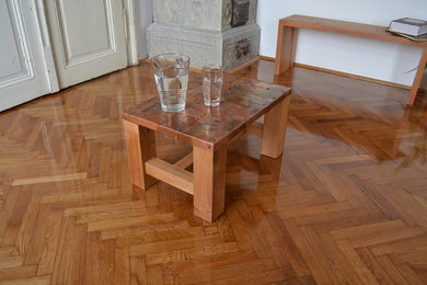 Inspiration for a rustic living room remodel in Other