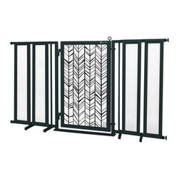 Fusion Gates - Fusion Gate with Chevron Trail Design, Black, 71.5"-74" - Dog Gates
