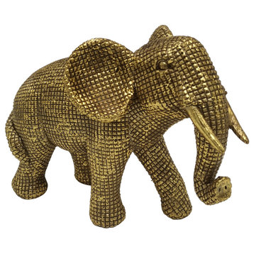 Resin, 8" Elephant Deco, Gold