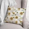 Sunflower Pattern on White 18 x 18 Spun Poly Pillow