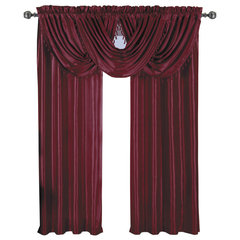 Athena Faux Silk Window Curtain And Scarf Set - 52 X 108 - Red