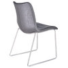 Bishop Dining Chair, Brushed Stainless Steel With Gray Faux Leather, Set of 2