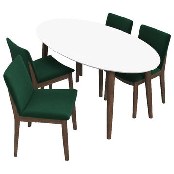 Kurt Modern Solid Wood Walnut Dining Room & Kitchen Table and Chairs for 4
