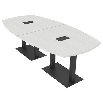 8 Person Arc Boat Conference Table Square Metal Base Harmony Series