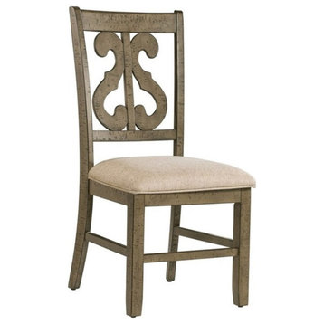 Pemberly Row Modern Wooden Swirl Back Side Chair Set in Gray