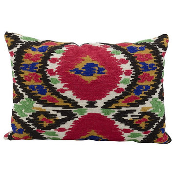 Mina Victory Life Styles Red Ikat Ivory Throw Pillow