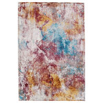 Jaipur Living - Vibe Comet Abstract Blue and Brown Area Rug, Multicolor and Red, 6'7"x9'6" - The Borealis is a stellar study in color, movement, and texture. The Comet rug features a watercolor abstract effect in vivid tones of blue, pink, yellow, mauve, white, and gray. Made of durable polypropylene, this vibrant power-loomed rug is easy-care and perfect for high-traffic rooms in the home.