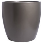 Root and Stock - Napa Round Cylinder Planter, Gray, 15.5"x15" - Showcase your greenery with The Napa Cylinder Planter. Made of light-weight industrial strength fiberglass material, these planters are easy to move around, whether outside or indoors. The modern round tapered shape will add style and fresh air to any space.