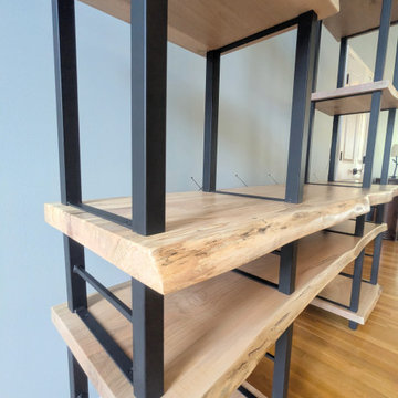 Live Edge Ambrosia Maple Shelving Unit | Custom Vinyl Record & Media Storage