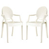 Modern Contemporary Urban Kitchen Dining Chair, Set of 2, White, Plastic