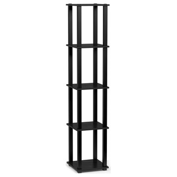5-Tier Corner Square Rack Display Shelf With Square Tube, Americano/Black
