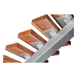 Floating Monorail Stainless Steel Switchback Stringer with Powder Coat Black Fin - Stair Parts