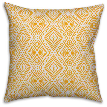 Yellow Boho Tribal 16x16 Throw Pillow