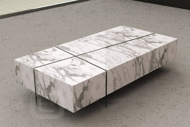 Zero Gravity Concept - Lightened marble supported by glass - coffee table #09