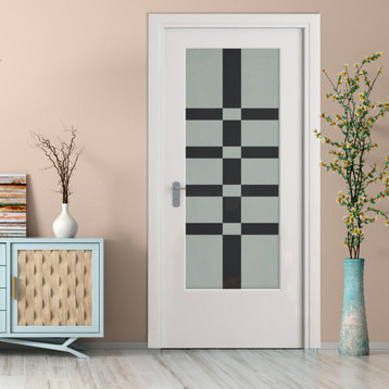 Interior Wood Door with Glass Insert in 8 Different Semi-Private Designs, 32" X
