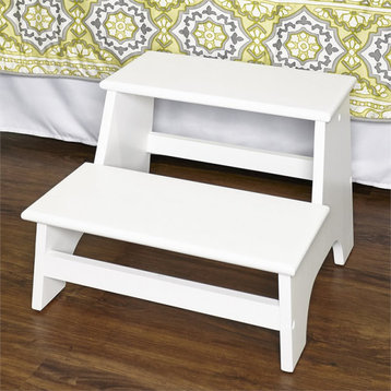 Linon Tyler Wood Bed Step Stool in White