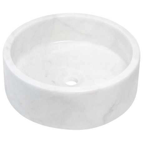 Natural Stone Vessel Bathroom Sink, Blizz Marble