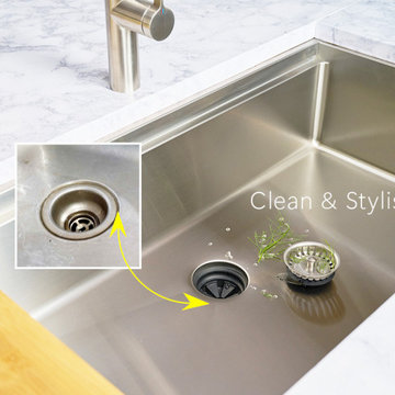 Single bowl undermount kitchen sink with gorgeous Seamless Drain