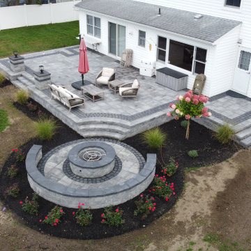 Raised patio With Belgium 5 borders