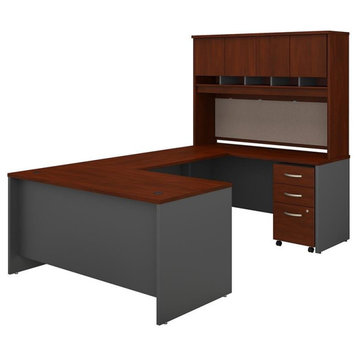 Series C 60W U Desk with Hutch and Drawers in Hansen Cherry - Engineered Wood