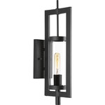 Progress Lighting - Mcbee Collection 1-Light Medium Wall Lantern, Black - A truly distinctive style, the McBee lantern delivers sophisticated styling that has a classic vintage appearance suitable for residential or urban exteriors. The clear cylindrical glass shade is held in place with a working mechanical cover that provides easy access for maintenance.