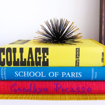 Dining Room Buffet Styled with Vintage Books
