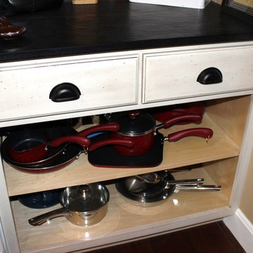 Open Distressed Base Cabinet