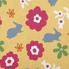 Flowery Love With Bunnies Polyester Indoor Pillow, Yellow/Blue, 26"x26"