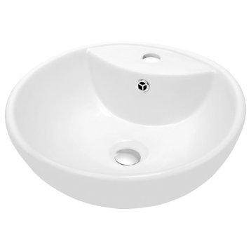Dawn Vessel Above-Counter Round Ceramic Art Basin with Single Hole for Faucet