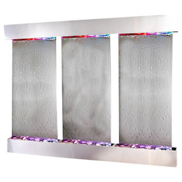 Olympus Falls Wall Fountain, Stainless Steel, Silver Mirror, Square Frame