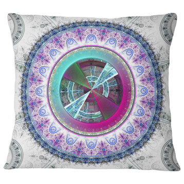Large Rounded Symmetrical Flower Blue Abstract Throw Pillow, 16"x16"