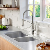 Karran 1-Handle Pull-Down Kitchen Faucet With Soap Dispenser, Stainless Steel