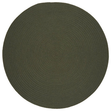 Pura Braided Green Wool Rug Dark Sage 6' Round