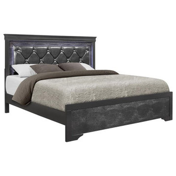 Global Furniture USA Pompei Metallic Gray Queen Bed w/ LED Light