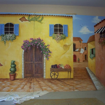 Italian Street Scene step-by-step trompe-l'oeil mural
