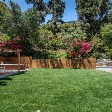 Outdoor Kitchen & Contemporary Fire Pit with Elevated Deck | Wrightwood Residenc