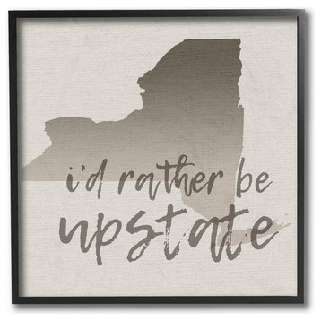 'I'd Rather Be Upstate Ombre Map Typography', Framed Giclee, 12"x1.5"x12"