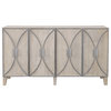 Contemporary Whitewash Four Door Credenza With Metal Detailing