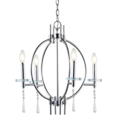 Laura 23" Crystal, Metal LED Pendant, Chrome