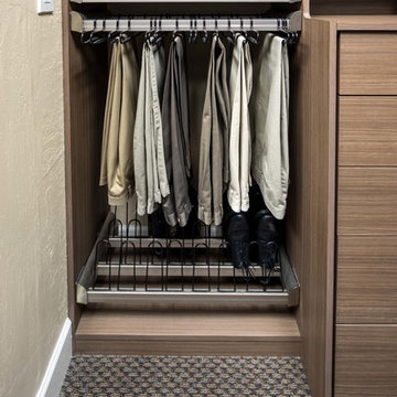 Tenino Walnut Reach-In Closet Display - Campbell Showroom
