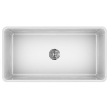 LaToscana LTW3619W White 36" Fireclay Kitchen Sink W/ Gloss Finish