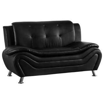 Camille Black Living Room Collection, Loveseat
