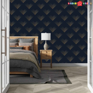 Navy Blue and Gold Art Deco Wallpaper
