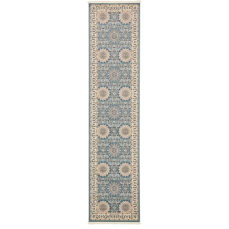 Traditional Kelayeh 3'0"x13' Runner Indigo Area Rug