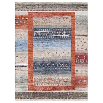 Pasargad Tribal Collection Hand-Knotted Bamboo Silk Area Rug- 5' 8" X  7'11"