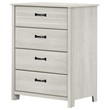 Vertical Dresser, Upper Drawer With White Line Accents & Metal Pull, Winter Oak