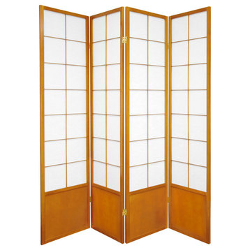6' Tall Zen Shoji Screen, Honey, 4 Panels